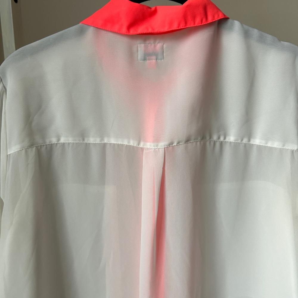 2 for $10 Sheer blouse with fluorescent orange detail - Picture 6 of 7